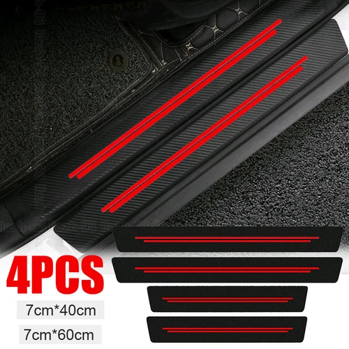 4PCS Car Door Plate Sill Scuff Cover Anti-Scratch Sticker Protector Strip Decal - Picture 2 of 11