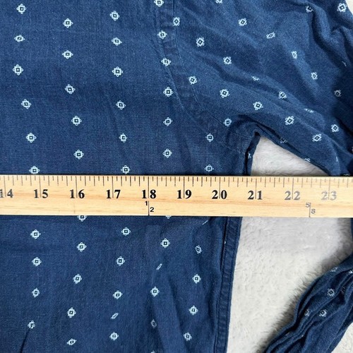 Brooks Brothers Red Fleece Shirt Mens Large Blue Floral Geometric Linen Preppy - Picture 3 of 6