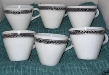 Pyrex Coffee Cups 6 Oz Champagne Pattern Tableware Restaurant Ware Mugs Set of 6