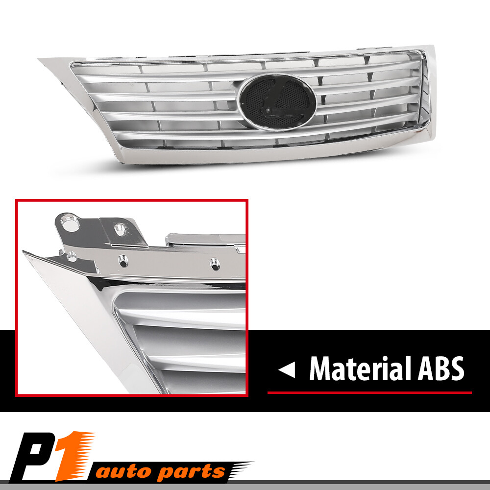 Front Bumper Upper Grille & Chrome Molding Trim For 2010-2012 Lexus ES350 (2pcs)