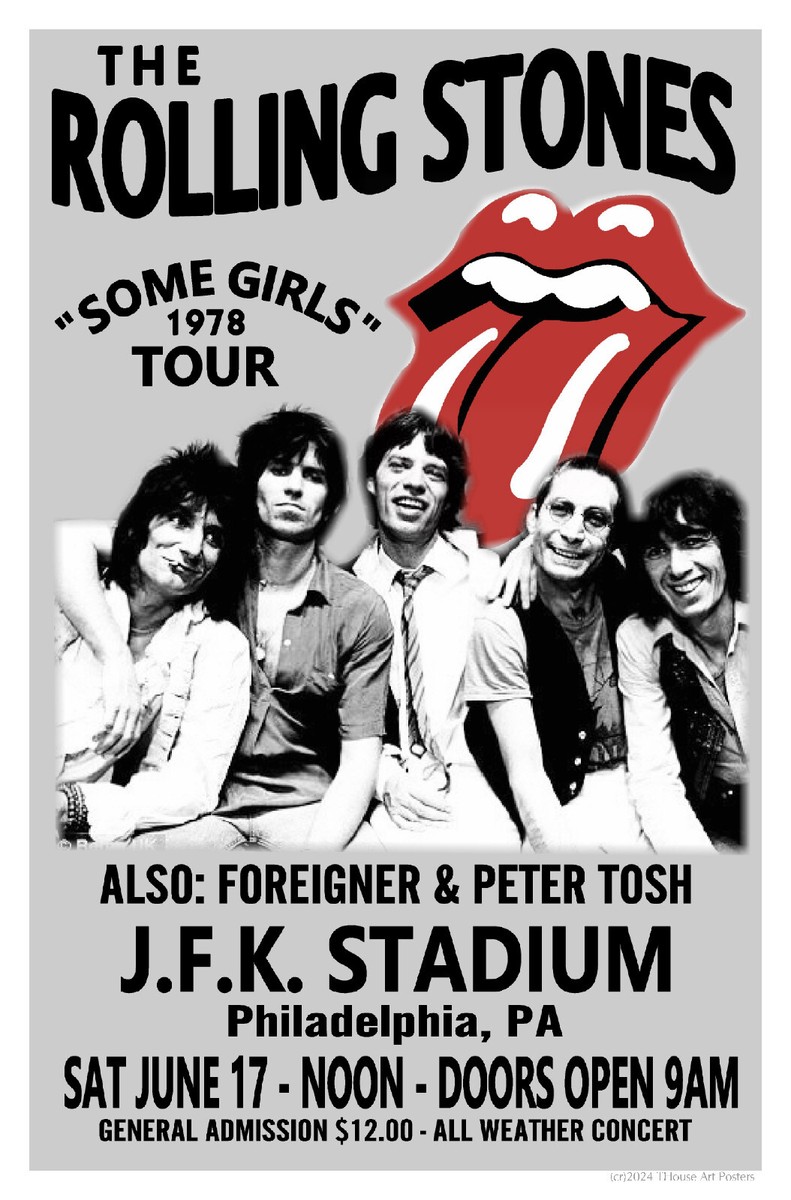 The Rolling Stones 1978 Concert Poster JFK STADIUM Philadelphia PA
