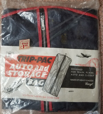 1950's 60's Trip-Pac Clothes Suit Storage Travel Zipper Bag Womens Coat NEW NOS