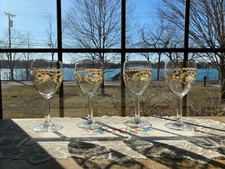Set of 4 Vintage Royal Doulton Lady Carlyle 9 Oz Goblet 7.25" Tall Gold Trim