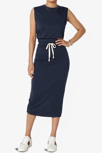 TheMogan S~3X Baby Terry Semi Crop Tank Top & Pencil Calf Midi Skirt 2 PC SET - Picture 177 of 218