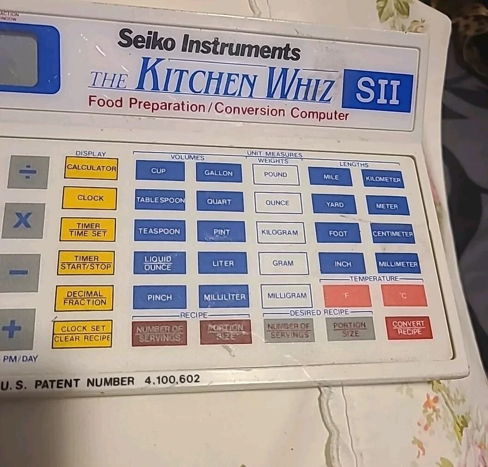 Computador de conversão The Kitchen Whiz SII Seiko Instruments MIT preparação de alimentos - Imagem 2 de 4
