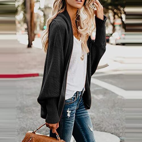 Women's Kimono Batwing Cable Knitted Slouchy Oversized Wrap Cardigan Sweater - Picture 11 of 26
