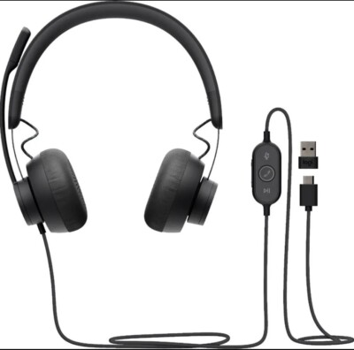 NEW  Logitech Zone Wired On-Ear Noise Cancelling USB Headset 981-000871