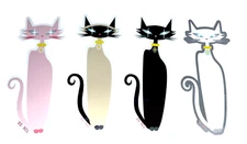 Set 4 Atomic Mid Century Vinyl stickers - Cats in Black, Siamese, Pink & White