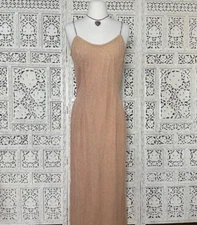 Vintage Jessica McClintock For Gunne Sax Sparkly Shimmery Nude Formal Prom Dress