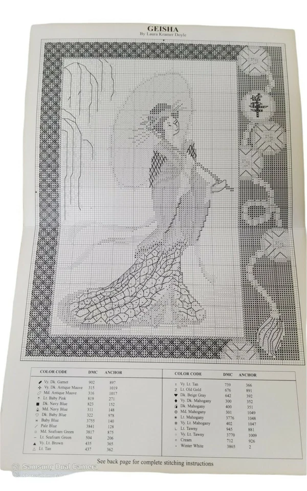 Folleto Sudberry House "geisha" diseño punto de cruz por Laura Doyle. Foto 2 de 2