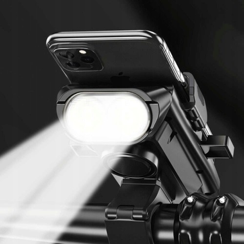 Fahrrad Handy Halterung LED Lampe Smartphone Halter Motorrad Lenker Roller - Bild 10 von 12