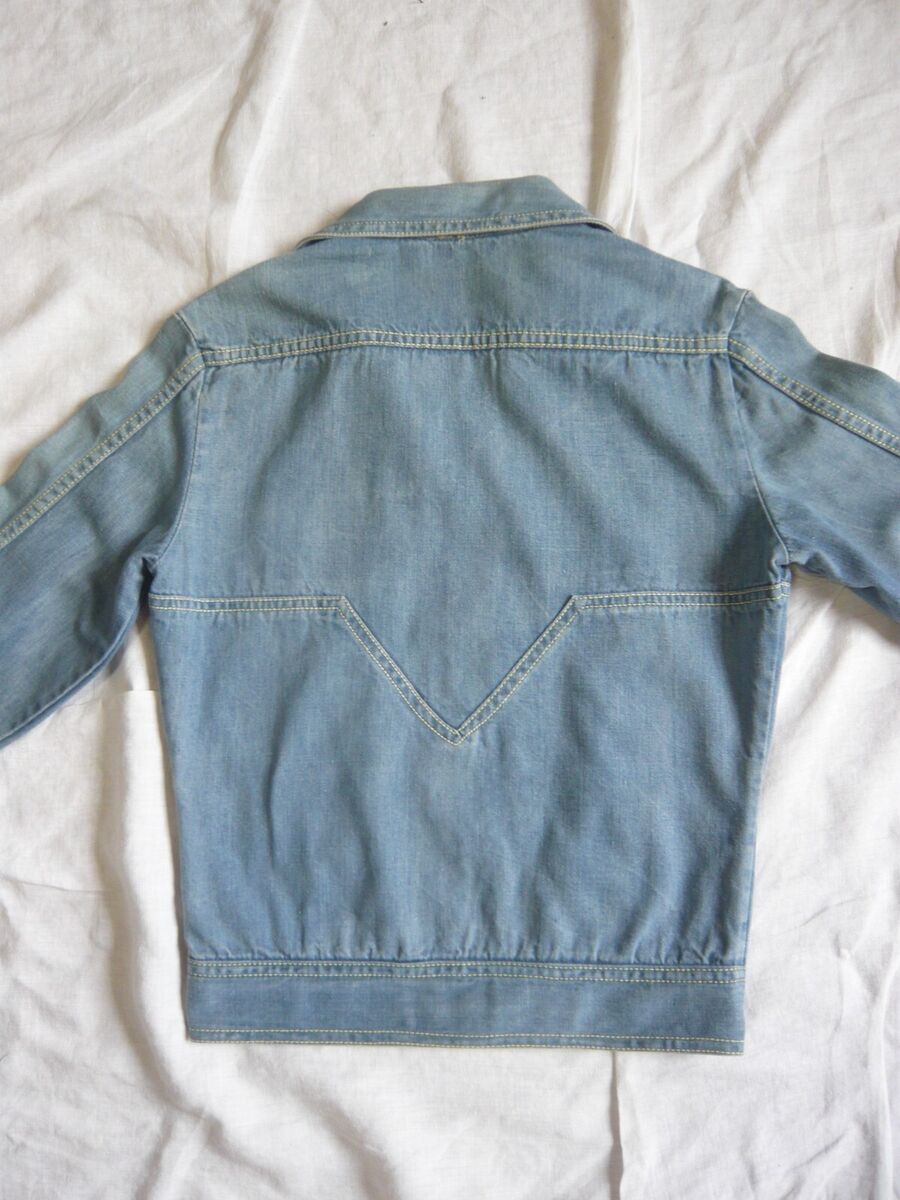 FADED GLORY vintage 70s denim JEAN JACKET brass zip narrow FADED GLORY vintage 70s denim JEAN JACKET brass zip narrow