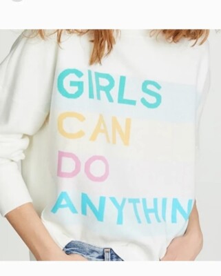 Zadig & Voltaire Women White Sweater Pullover Girls Can Do Anything 