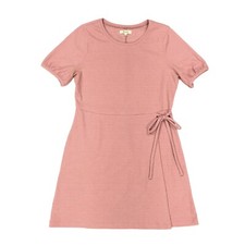 Madewell Crosshatch Puff Sleeve Faux Wrap Mini Dress Women's Size Large Side Tie