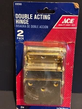 NEW (Pair) 3" Double Action Spring Hinge Gold Finish Ace Hardware