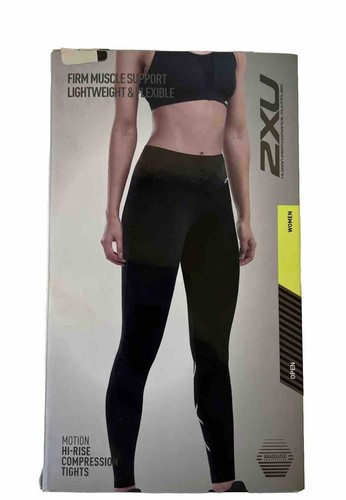 2XU Motion Hi-Rise Compression Tights - Black/Silver, Women's Sports Athletic Ru - Picture 6 of 10