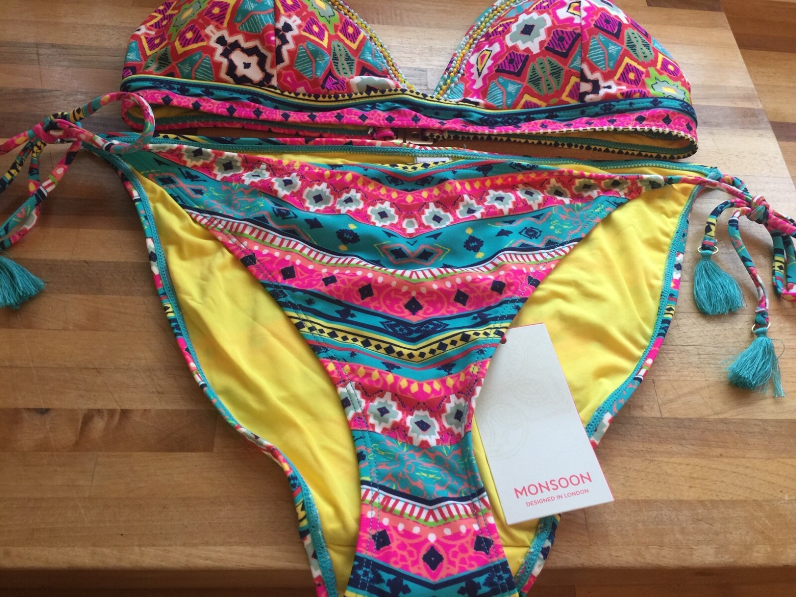 Monsoon Accessorize Kiara Moulded Cup BIKINI Top & Bikini Bottoms SIZE