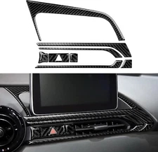 Real Carbon Fiber Dash Center GPS Navi Air Vent Frame Decal Trim Fits 16-25 MX-5