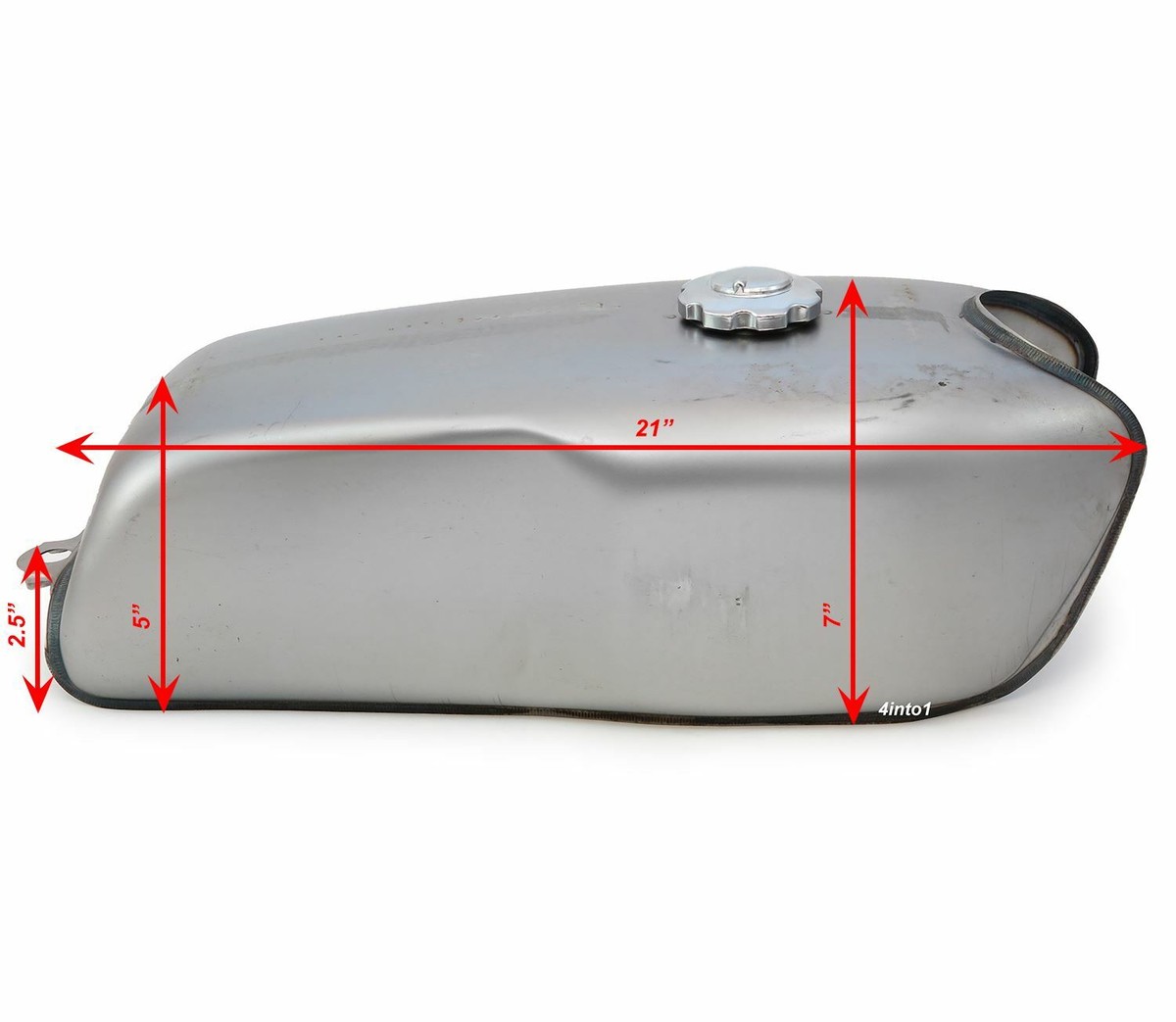 The Horizon Cafe Racer Gas Tank / Fuel Tank - Raw Steel