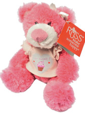 Russ Berrie So Sweet Cupcake Valentine 8" Hot Pink Soft Bear Beanie Plush 39391