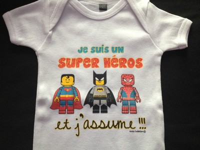 Vetements Accessoires Batman Superman Je Suis Un Super Heros Body Blanc Bebe 3 6 12 Mois Autres