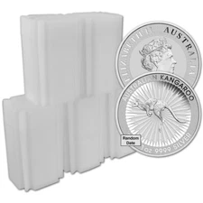 Australia Silver Kangaroo 1 oz $1 - Random Date - 100 BU Coins in 5 Tubes