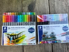 Staedtler Double Ended Fibre Pens - your choice 18 or 36