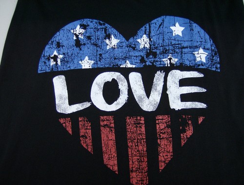Electric Pink Junior Tank Top Heart Love Flag Medium - Picture 2 of 2