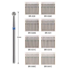 100Pcs Dental Diamond Burs Ball Round FGXL 1.6mm for High Speed Handpiece 25mm