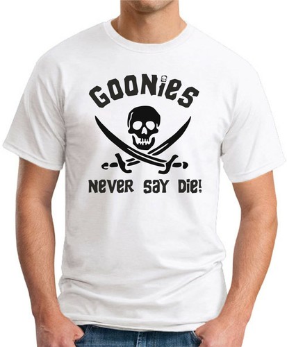 GOONIES NEVER SAY DIE T-SHIRT > Goonies Fun Slogan Novelty Geek Nerd Men's Top - Picture 6 of 22