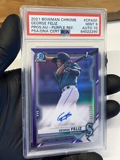 GEORGE FELIZ 2021 Bowman Chrome 1st Auto Purple Refractor /250 PSA 9/10 🔥