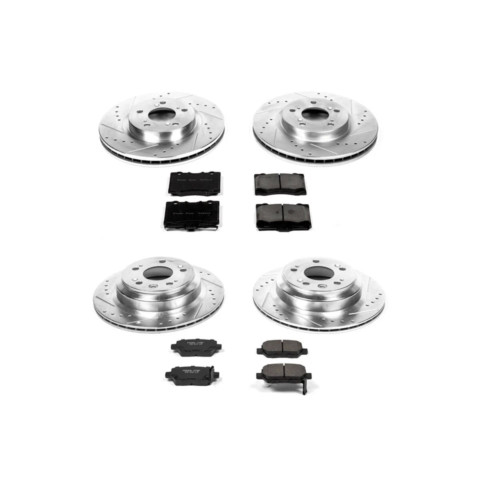 K4045 Powerstop Juego de 4 ruedas discos de freno y kits de pastillas delanteras y traseras para Acura RL Foto 3 de 4