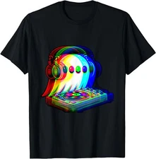 House Music ghost dj Optical Illusion EDM halloween Rave DJ T-Shirt