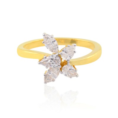Spectrum 0.71 Ct Natürlicher H/SI Perziant Ring 14k Gelbgold-Prong