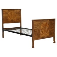 ART DECO BURR WALNUT DECORATIVE INLAID PANELS SINGLE BED (1/2)