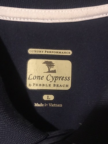 Polo da golf a righe Lone Cypress Pebble Beach lusso performance uomo grande - Foto 3 di 7