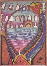 Kunstkarte: Hundertwasser - Schiffbruch - Der Untergang Venedigs