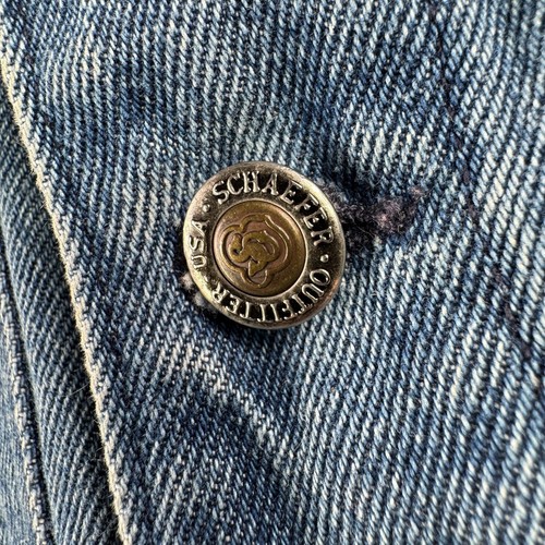 Vintage Schaefer Outfitter Chore Jacket M Western Saddle Leather Sawtooth Denim - Picture 12 of 12