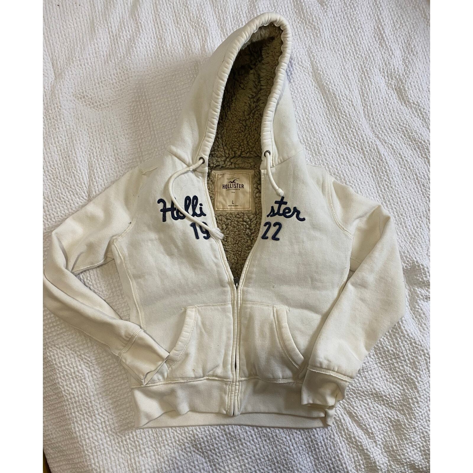 Vintage Hollister Faux Fur Lined Heavyweight Hoodie Zip Up Y2K women’s Size L