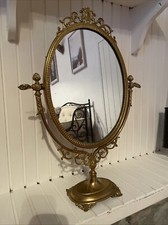 Specchio da tavolo vintage in ottone vittoriano anni '50