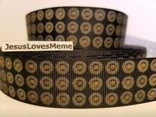 Grosgrain Ribbon Bullet Casing Camo Cartridges Primer Hull Winchester Gauge 1"