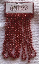 Beaded Garland - 8mm X 9 Ft - Red - Brand New