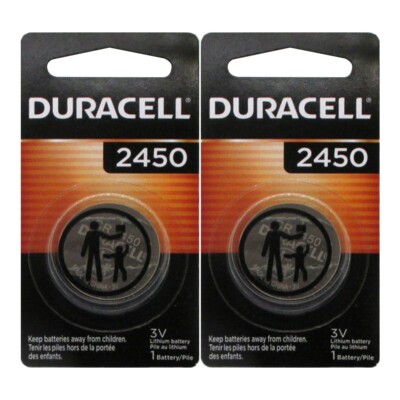 2 x 2450 Duracell Lithium 3V Coin Cell Batteries (CR2450, DL2450, ECR2450)