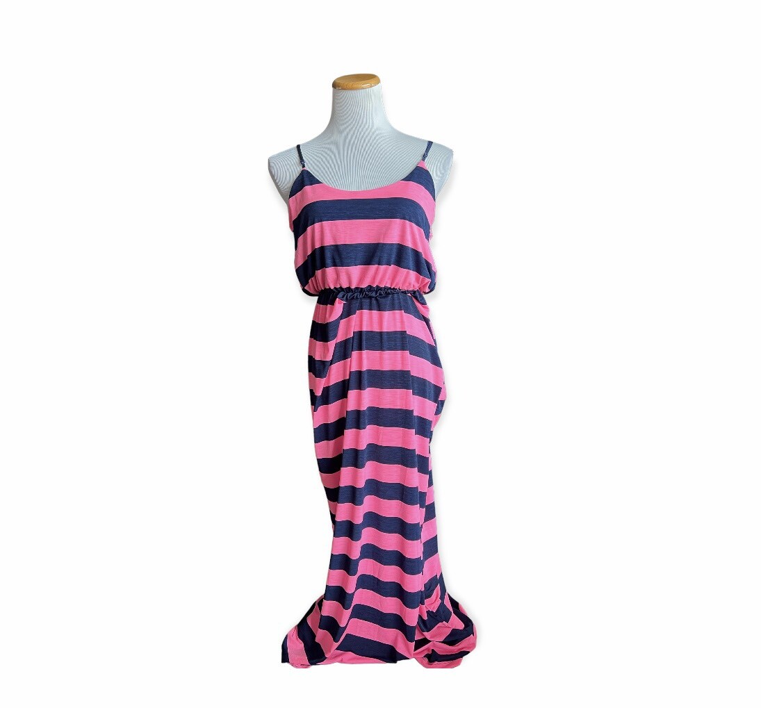 Womens Pinkblush Maternity Striped Airy Sleeveless Maxi Dress - Sz M | eBay