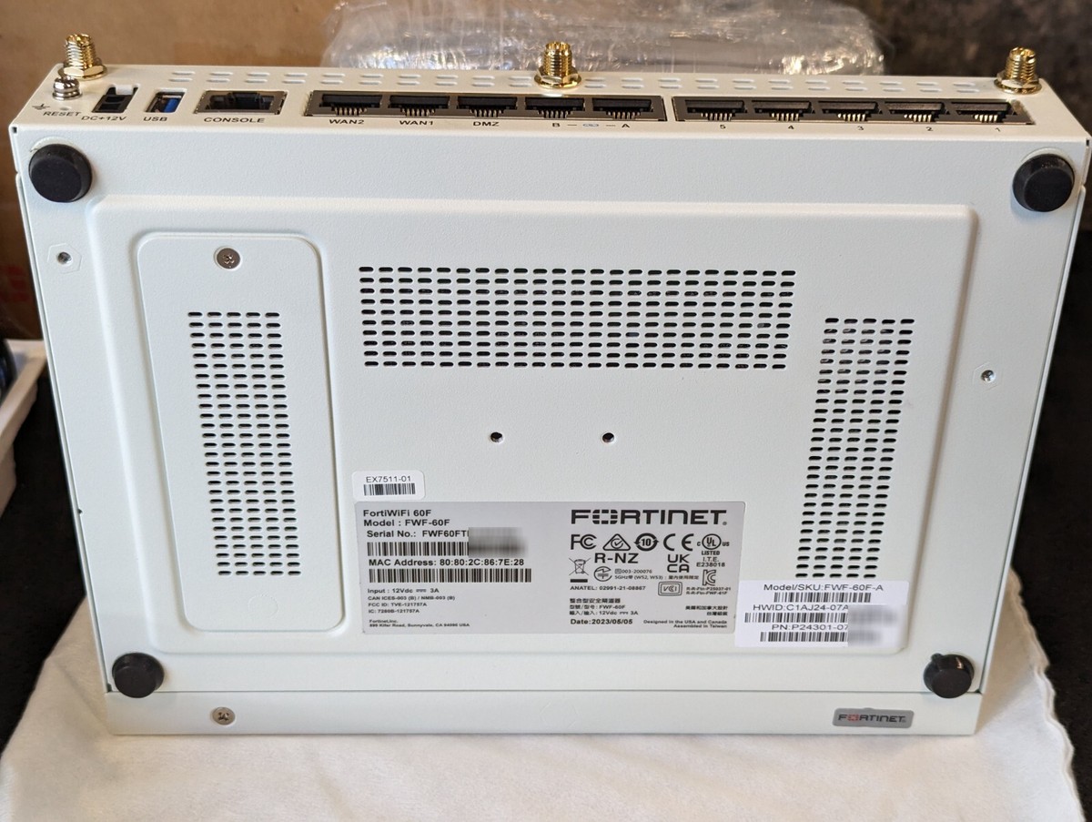 Fortinet Fortigate FortiWiFi 60F Secure SD-WAN Appliance Fortinet Fortigate FortiWiFi 60F Secure SD-WAN Appliance