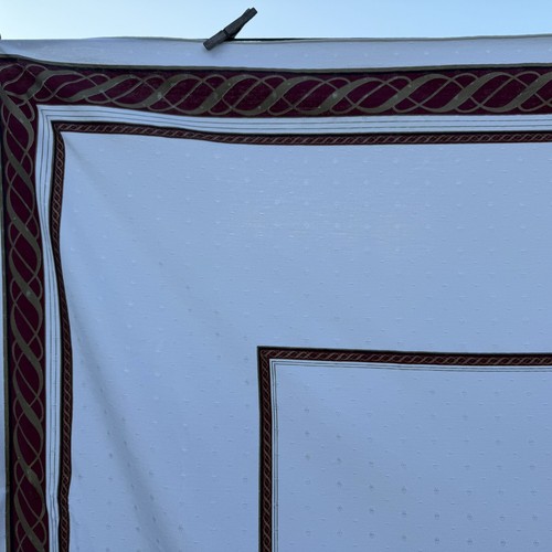 Vintage Lenox Tablecloth 56" x 82" Decorative Gold, Green and Burgandy Border - Picture 2 of 7