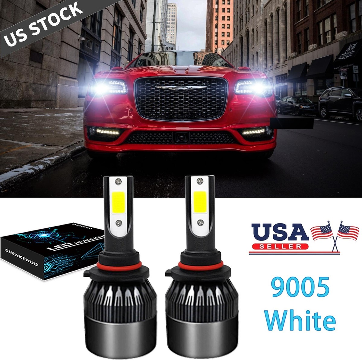SHENKENUO 9005 HB3 LED Headlight Bulbs 6000K 20000LM For Chrysler 300 2016-2020
