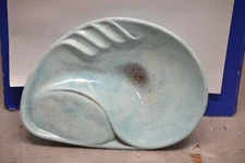 MID CENTURY MODERN BABY BLUE CERAMIC ASHTRAY 9x7" SHELL SHAPED MCM NO CHIPS