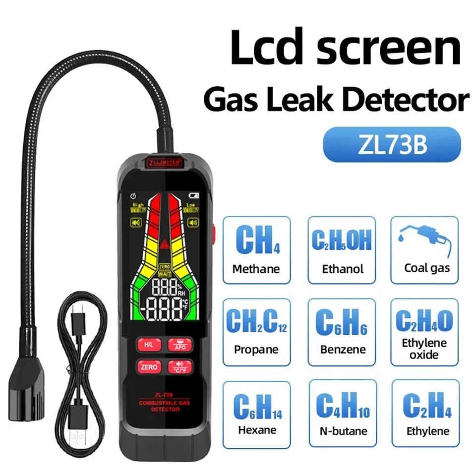 Portable Gas Leak Detector Tester Propane Methane Natural Gas Alarm Sensor Safe - Image 2 of 4