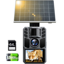 Solar Trail Camera 4K 64MP Game Camera Waterproof with 64GB Card